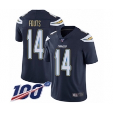 Men's Los Angeles Chargers #14 Dan Fouts Navy Blue Team Color Vapor Untouchable Limited Player 100th Season Football Jersey