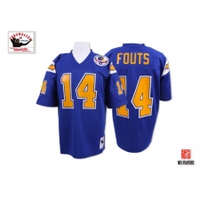 Mitchell And Ness Los Angeles Chargers #14 Dan Fouts Authentic Electric Blue With 50TH Patch Throwback NFL Jersey