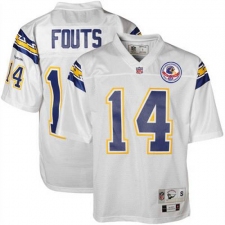 Mitchell And Ness Los Angeles Chargers #14 Dan Fouts Authentic White With 50TH Anniversary Patch Throwback NFL Jersey