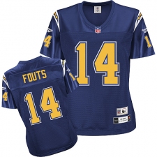 Reebok Los Angeles Chargers #14 Dan Fouts Navy Blue Women's Throwback Team Color Replica NFL Jersey