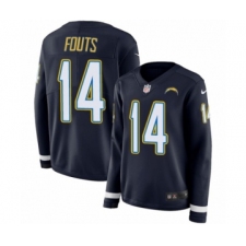 Women's Nike Los Angeles Chargers #14 Dan Fouts Limited Navy Blue Therma Long Sleeve NFL Jersey