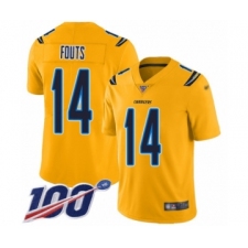 Youth Los Angeles Chargers #14 Dan Fouts Limited Gold Inverted Legend 100th Season Football Jersey