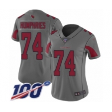 Women's Arizona Cardinals #74 D.J. Humphries Limited Silver Inverted Legend 100th Season Football Jersey