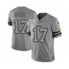 Men's Los Angeles Chargers #17 Philip Rivers Limited Gray Team Logo Gridiron Football Jersey