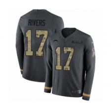 Men's Nike Los Angeles Chargers #17 Philip Rivers Limited Black Salute to Service Therma Long Sleeve NFL Jersey