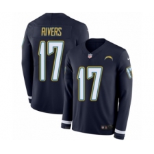 Men's Nike Los Angeles Chargers #17 Philip Rivers Limited Navy Blue Therma Long Sleeve NFL Jersey
