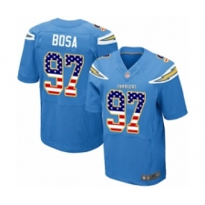Men's Los Angeles Chargers #97 Joey Bosa Elite Electric Blue Alternate USA Flag Fashion Football Jersey