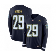 Men's Nike Los Angeles Chargers #29 Craig Mager Limited Navy Blue Therma Long Sleeve NFL Jersey