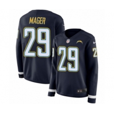 Women's Nike Los Angeles Chargers #29 Craig Mager Limited Navy Blue Therma Long Sleeve NFL Jersey