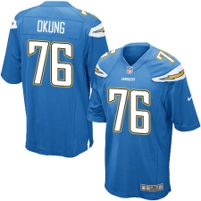 Men's Nike Los Angeles Chargers #76 Russell Okung Game Electric Blue Alternate NFL Jersey