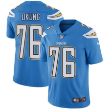 Youth Nike Los Angeles Chargers #76 Russell Okung Elite Electric Blue Alternate NFL Jersey