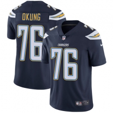 Youth Nike Los Angeles Chargers #76 Russell Okung Elite Navy Blue Team Color NFL Jersey