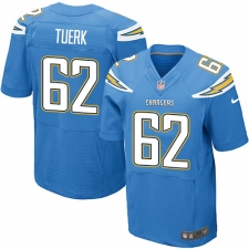 Men's Nike Los Angeles Chargers #62 Max Tuerk Elite Electric Blue Alternate NFL Jersey