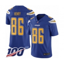 Men's Los Angeles Chargers #86 Hunter Henry Limited Electric Blue Rush Vapor Untouchable 100th Season Football Jersey