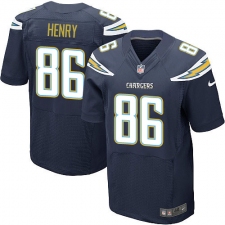 Men's Nike Los Angeles Chargers #86 Hunter Henry Elite Navy Blue Team Color NFL Jersey