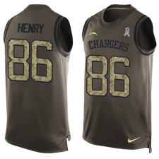 Men's Nike Los Angeles Chargers #86 Hunter Henry Limited Green Salute to Service Tank Top NFL Jersey