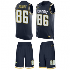 Men's Nike Los Angeles Chargers #86 Hunter Henry Limited Navy Blue Tank Top Suit NFL Jersey