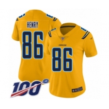 Women's Los Angeles Chargers #86 Hunter Henry Limited Gold Inverted Legend 100th Season Football Jersey