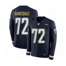Men's Nike Los Angeles Chargers #72 Joe Barksdale Limited Navy Blue Therma Long Sleeve NFL Jersey