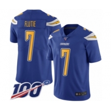 Men's Los Angeles Chargers #7 Doug Flutie Limited Electric Blue Rush Vapor Untouchable 100th Season Football Jersey