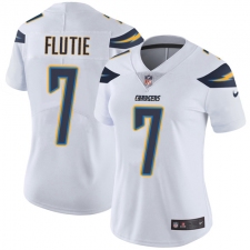 Women's Nike Los Angeles Chargers #7 Doug Flutie White Vapor Untouchable Limited Player NFL Jersey