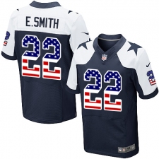 Men's Nike Dallas Cowboys #22 Emmitt Smith Elite Navy Blue Alternate USA Flag Fashion NFL Jersey