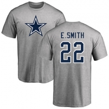 NFL Nike Dallas Cowboys #22 Emmitt Smith Ash Name & Number Logo T-Shirt