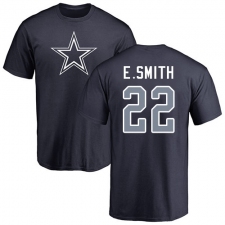 NFL Nike Dallas Cowboys #22 Emmitt Smith Navy Blue Name & Number Logo T-Shirt