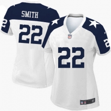 Women's Nike Dallas Cowboys #22 Emmitt Smith Elite White Throwback Alternate NFL Jersey
