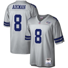 Men's Dallas Cowboys #8 Troy Aikman Mitchell & Ness Platinum NFL 100 Retired Player Legacy Jersey