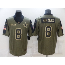 Men's Dallas Cowboys #8 Troy Aikman Nike Olive 2021 Salute To Service Limited Player Jersey