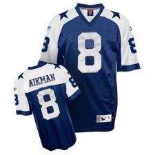 Men's Reebok Dallas Cowboys #8 Troy Aikman Authentic Navy Blue Thanksgiving Throwback NFL Jersey