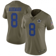 Women's Nike Dallas Cowboys #8 Troy Aikman Limited Olive 2017 Salute to Service NFL Jersey