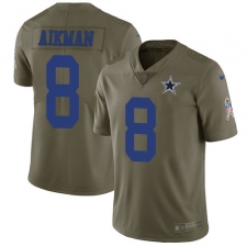 Youth Nike Dallas Cowboys #8 Troy Aikman Limited Olive 2017 Salute to Service NFL Jersey