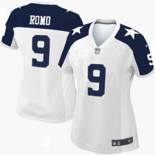 Women's Nike Dallas Cowboys #9 Tony Romo Elite White Throwback Alternate NFL Jersey