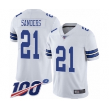 Men's Dallas Cowboys #21 Deion Sanders White Vapor Untouchable Limited Player 100th Season Football Jersey