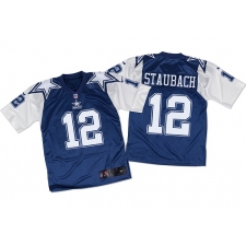 Men's Nike Dallas Cowboys #12 Roger Staubach Elite Navy/White Throwback NFL Jersey