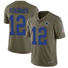 Men's Nike Dallas Cowboys #12 Roger Staubach Limited Olive 2017 Salute to Service NFL Jersey