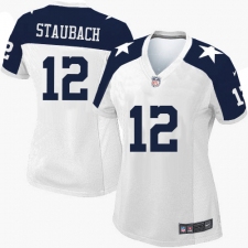 Women's Nike Dallas Cowboys #12 Roger Staubach Elite White Throwback Alternate NFL Jersey