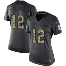 Women's Nike Dallas Cowboys #12 Roger Staubach Limited Black 2016 Salute to Service NFL Jersey