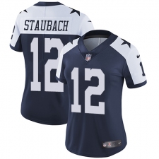 Women's Nike Dallas Cowboys #12 Roger Staubach Navy Blue Throwback Alternate Vapor Untouchable Limited Player NFL Jersey