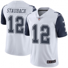 Youth Nike Dallas Cowboys #12 Roger Staubach Limited White Rush Vapor Untouchable NFL Jersey