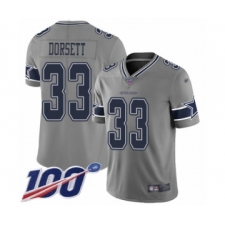 Men's Dallas Cowboys #33 Tony Dorsett Limited Gray Inverted Legend 100th Season Football Jersey