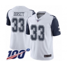 Men's Dallas Cowboys #33 Tony Dorsett Limited White Rush Vapor Untouchable 100th Season Football Jersey