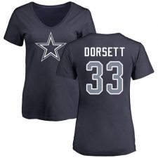 NFL Women's Nike Dallas Cowboys #33 Tony Dorsett Navy Blue Name & Number Logo Slim Fit T-Shirt