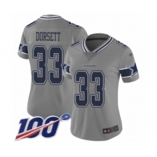 Women's Dallas Cowboys #33 Tony Dorsett Limited Gray Inverted Legend 100th Season Football Jersey