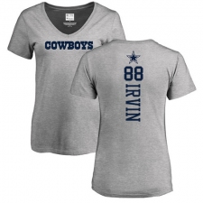 NFL Women's Nike Dallas Cowboys #88 Michael Irvin Ash Backer V-Neck T-Shirt