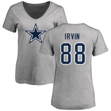 NFL Women's Nike Dallas Cowboys #88 Michael Irvin Ash Name & Number Logo Slim Fit T-Shirt