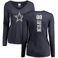 NFL Women's Nike Dallas Cowboys #88 Michael Irvin Navy Blue Backer Slim Fit Long Sleeve T-Shirt