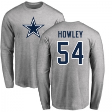 NFL Nike Dallas Cowboys #54 Chuck Howley Ash Name & Number Logo Long Sleeve T-Shirt